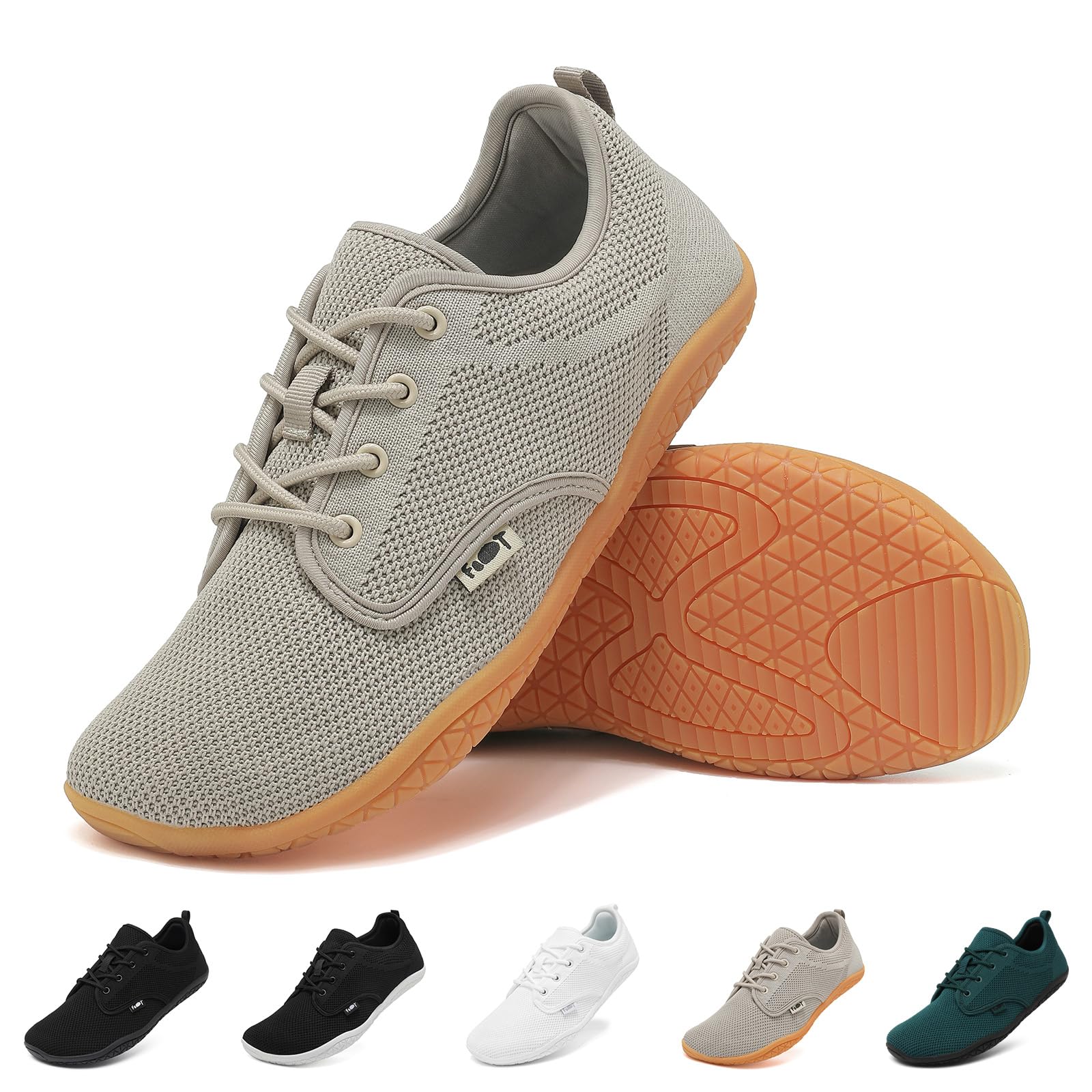 Geweo Barfuss Schuhe Damen Barfußschuhe Herren Barfuß Sneaker Breite Minimalistische Outdoor Trail Running Walking Schuhe Sommer Barefoot Shoes Laufschuhe Turnschuhe Leicht Barfussschuhe Beige 45 EU