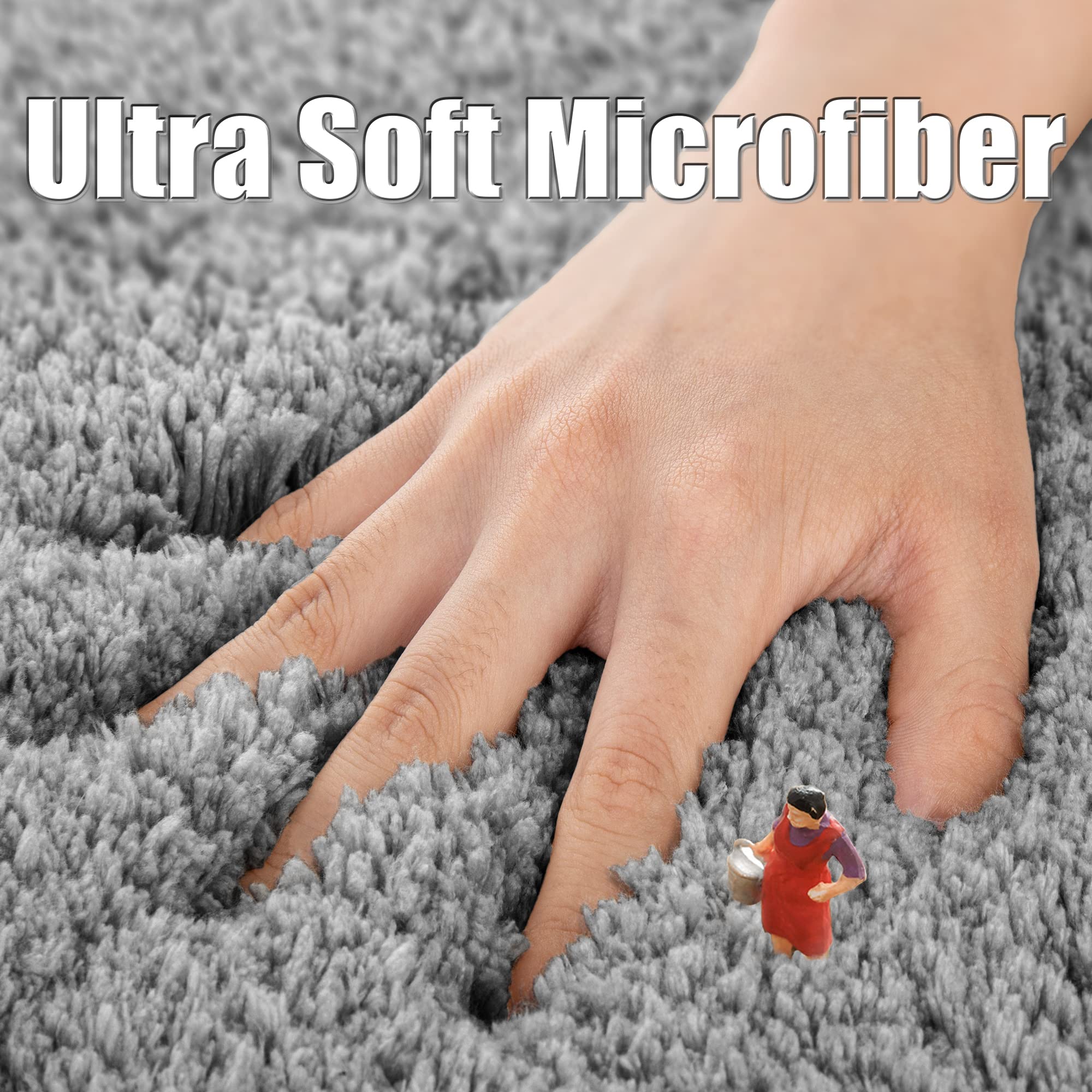Alfombra de baño ultra gruesa y larga antideslizante, altamente absorbente, alfombra de baño para baño, alfombra de noche súper suave de microfibra, 50 x 178 cm, gris oscuro