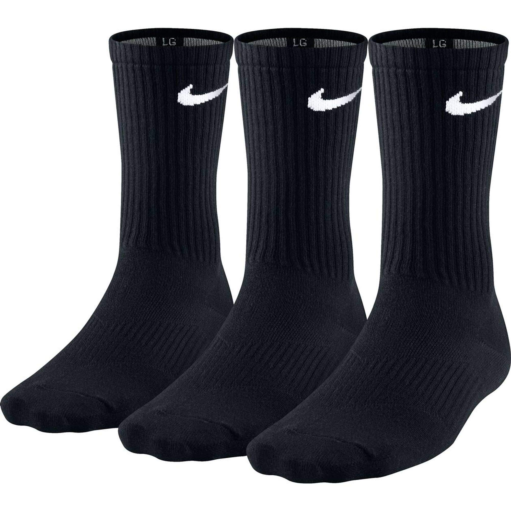 Unisex Performance Cushion Crew Training Socks (3 Pairs), Black/White, X-Large