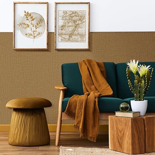 Miniatura 9 de WADILE Papel tapiz autoadhesivo de tela de 23.6 x 236 pulgadas, papel adhesivo texturizado para armarios, papel de pared de lino sintético, para