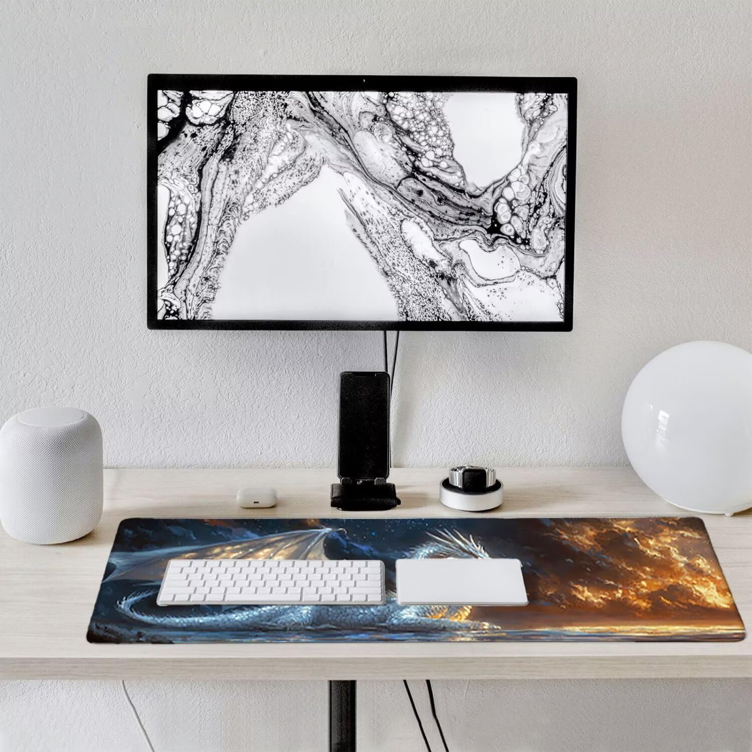 Podkładka pod mysz do gier XXL duża mysz 1600 x 800 mm, duża podkładka pod biurko z antypoślizgową gumową podstawą dla graczy, poprawia precyzję i szybkość (smoki zwierzęta) o-153