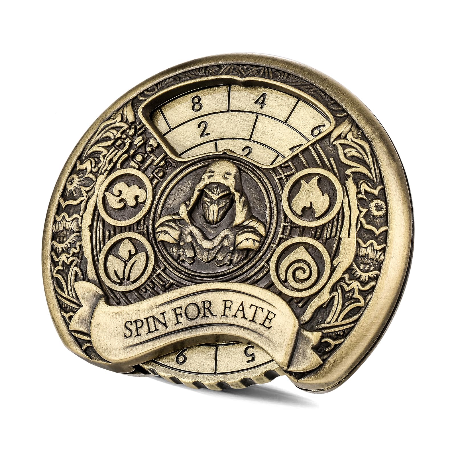 7-in-1 Rogue Fingertip Gyro, DND Wheel Dice Spiner, DND Starter Set, 7-in-1 Metal D&D Dice Set, D&D Gifts with Dragon Logo Gift Bag, Tabletop Games, Role Playing Board Game Accessories, Bronze