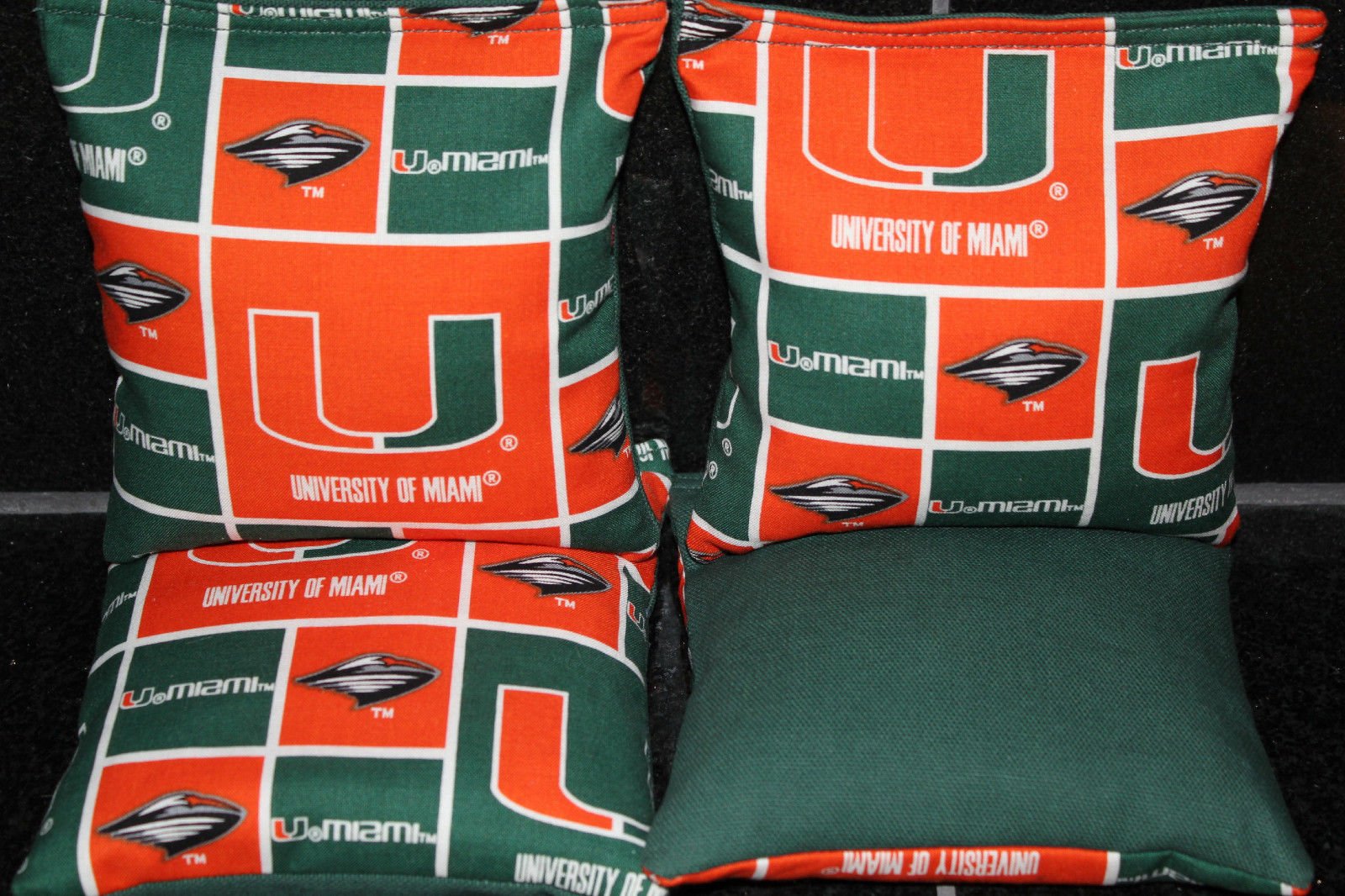 Miami Hurricanes Set of 4 Cornhole Bean Bags Tailgate Corn Toss Game Bags