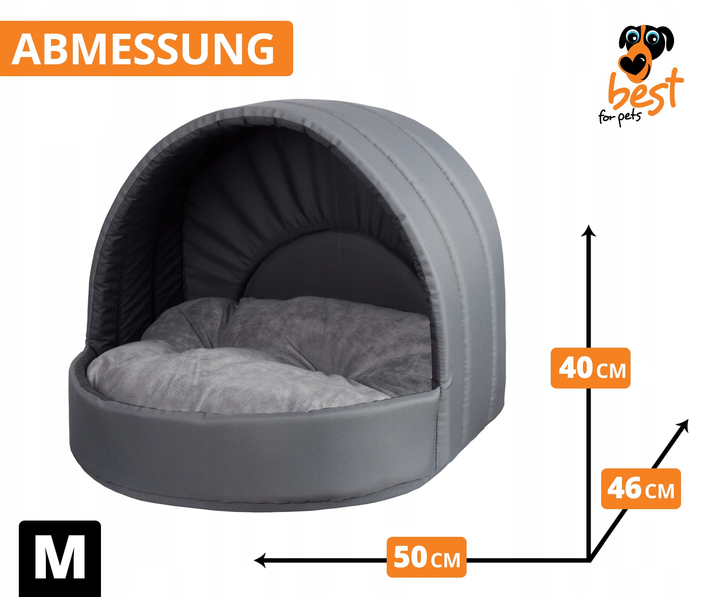 Hundehütte Hundebett Tierbett Katzenbett (Braun, 50x46 cm)