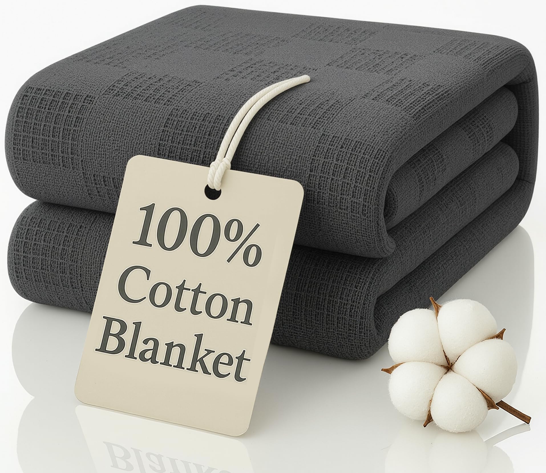 JMR - Manta de punto gofre 100% algodón, tamaño King, manta ligera de tejido gofre para cama, sofá y sofá, comodidad transpirable para todas las estaciones para el hogar, viajes y campamento (gris)