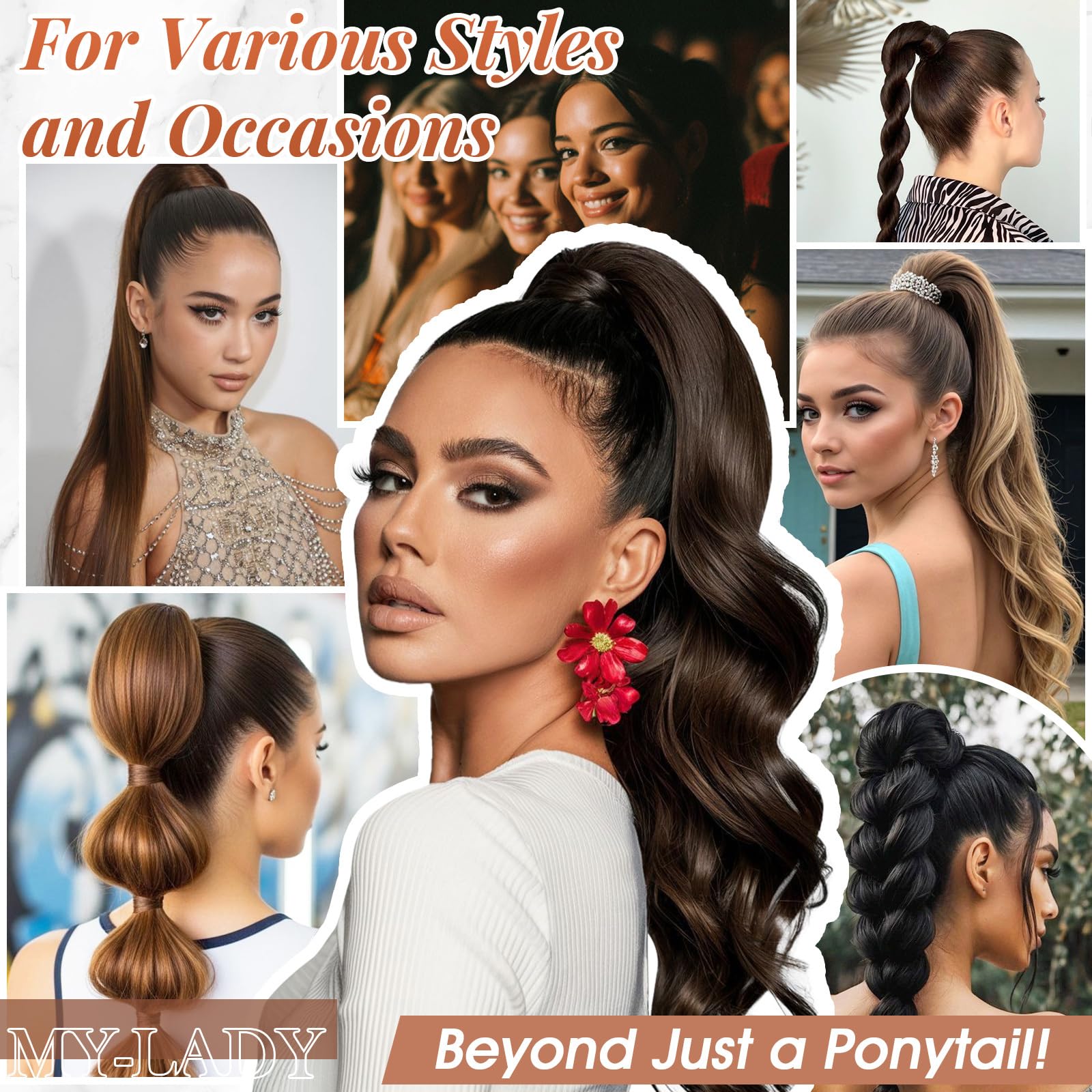MY-LADY Ponytail Extension Echthaar Zopf Hellbraun 35cm 80g mit Klett | Echtes Haar Pferdeschwanz Haarteil Glatt– einfach anzubringen, schnelles Volumen, weich & natürlich, fester Halt, unsichtbar