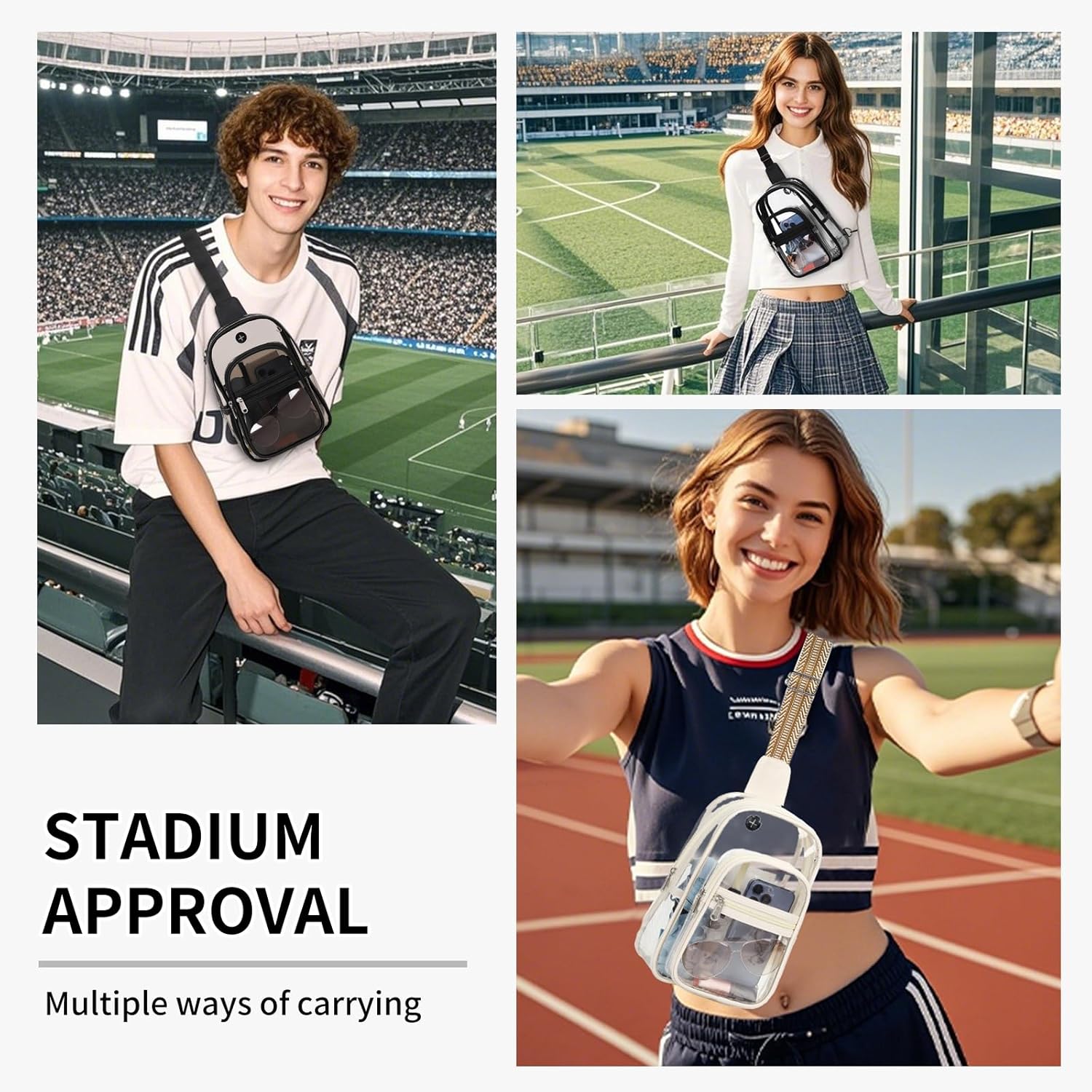 MOONBABY Clear Bag for Stadium Events, Clear Backpack Purse for Women Waterproof TPU Crossbody Fanny Pack | for Stadium Events, Waterproof, TPU - Image 3