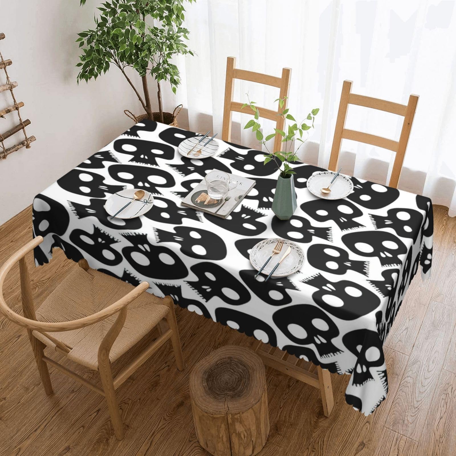 Nappe rectangle lavable tête de mort halloween fête repas salle à manger