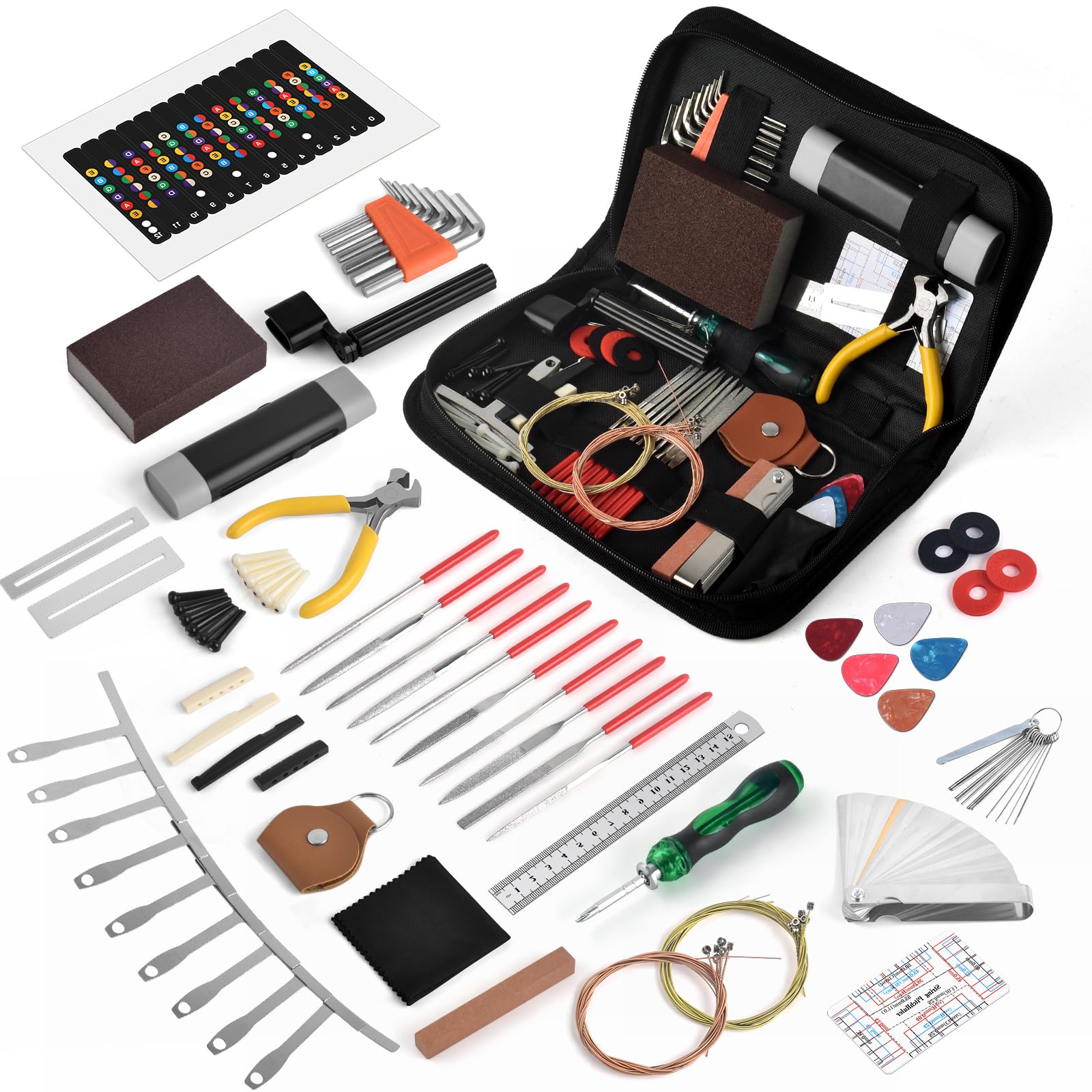 92Pcs Guitar Tool Kit, Guitar Repaire Maintenance Tool Kit with Carry Bag for...