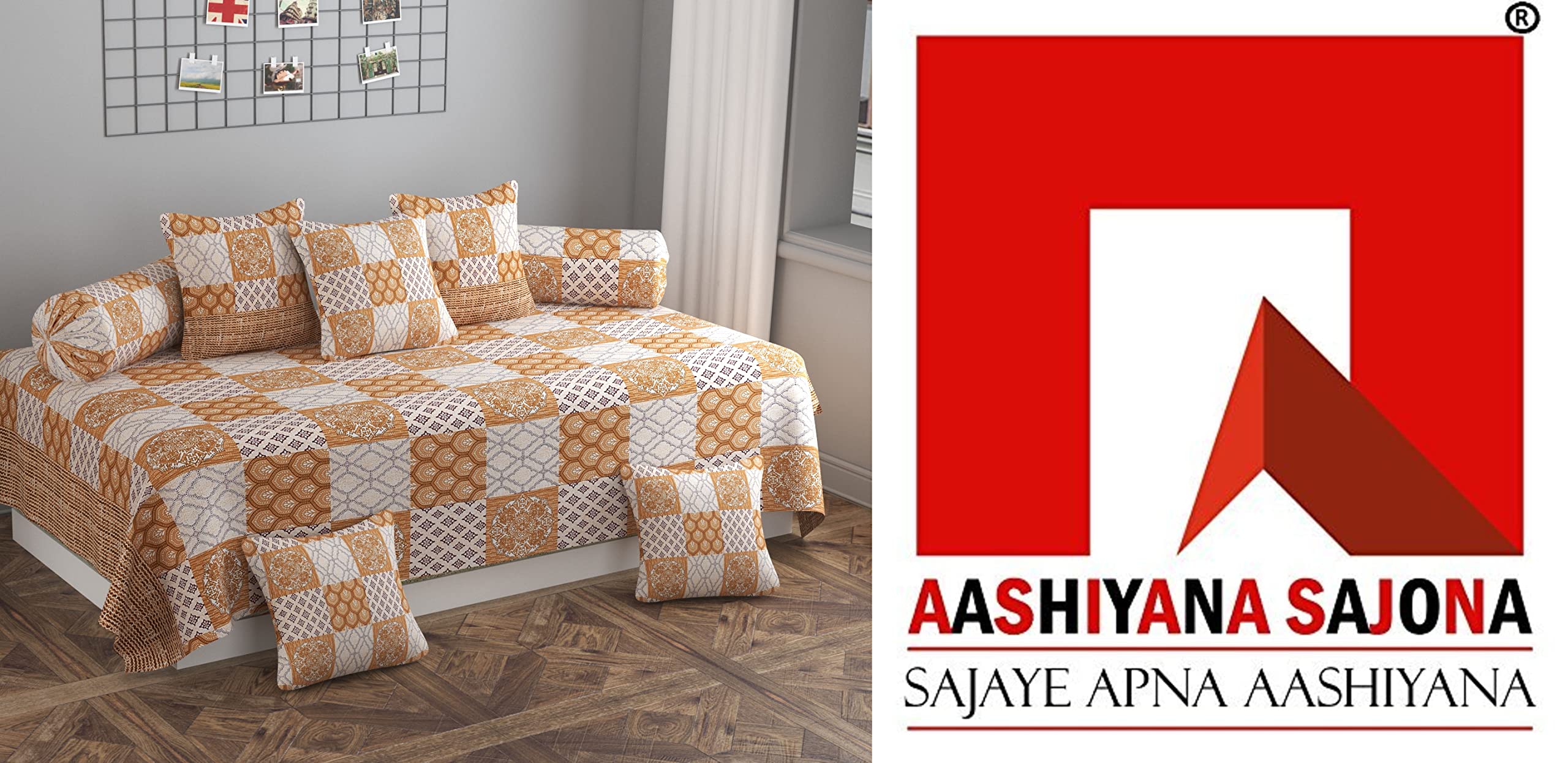 Cotton Diwan Set of 1 Bedsheet, 5 Cushion Covers, 2 Bolster Covers Multicolor (CL Diwan 660)-image-8