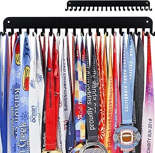 Medal Hanger Display - She Believed She Could She Did - Personalized Medal Holder for Sport Race Runner Sturdy Steel Metal Plaque Over 63 Medals Awards Easy to Install