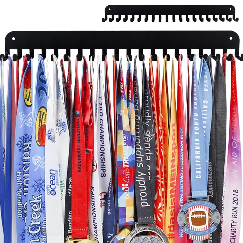 Lapetale Fashion Medal Hanger Holder Display Rack,Race bib Medal Display with 20 Simple Hooks, Race Medal Display Holder,Hanger for Medals
