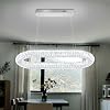 Oval Crystal Chandelier, 31.5 Chrome Crystal Ring Pendant Light for Kitchen Island Modern Linear Oval Chandeliers for Dining Room Dimmable 3000K-6000K