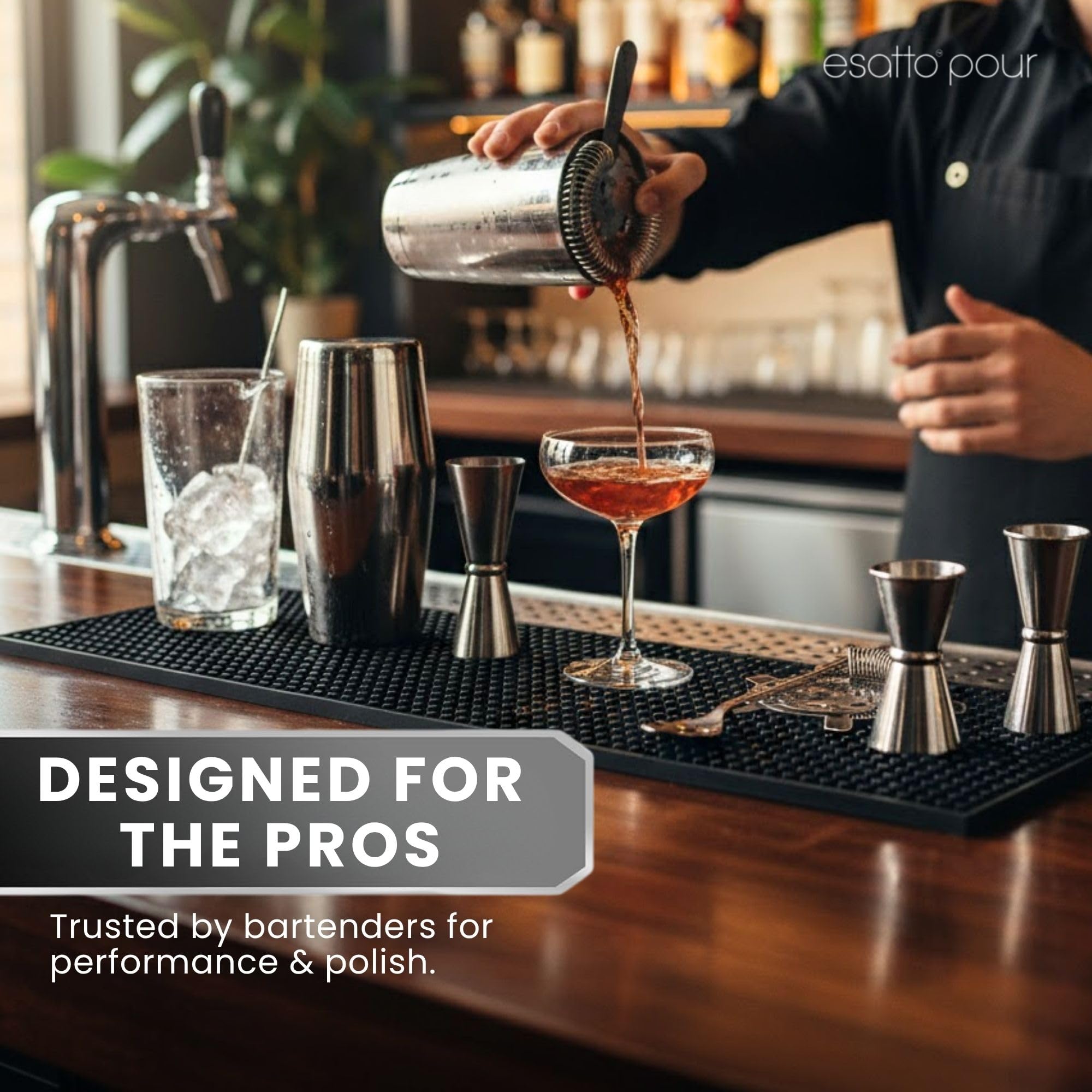 Essato - Tappetini da bar per piano di lavoro, in gomma antiscivolo, per baristi, versatili, per bar, casa, caffetterie, cucine, in gomma PVC, asciugatura barista (6)
