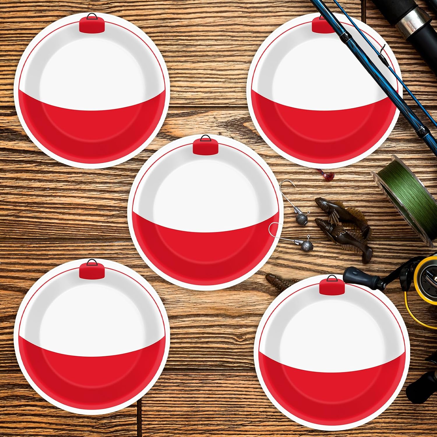CHUNNIN 50 PCS Gone Fishing Party Plates for Fishing Themed Party Decoration 7 Inches Bobber Birthday Paper Plates Gone Fish Disposable Dessert Plate for Bobber Tournament Birthday Supplies image 4