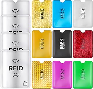 Colorful RFID Card Holder, 9 RFID Blocking Credit Card Sleeves with 4 Passport Protectors Set RFID Identity Card Secure Sleeves Slim Design for Women and Men