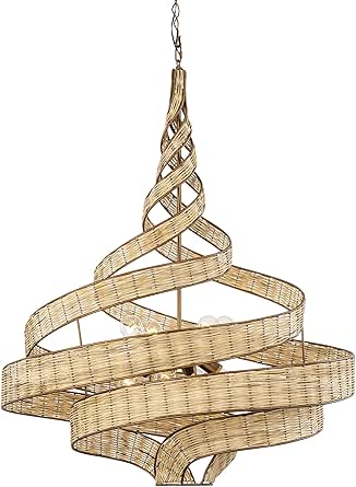 Varaluz Flow 8-Lt Twist Pendant - Baguette/Natural Rattan
