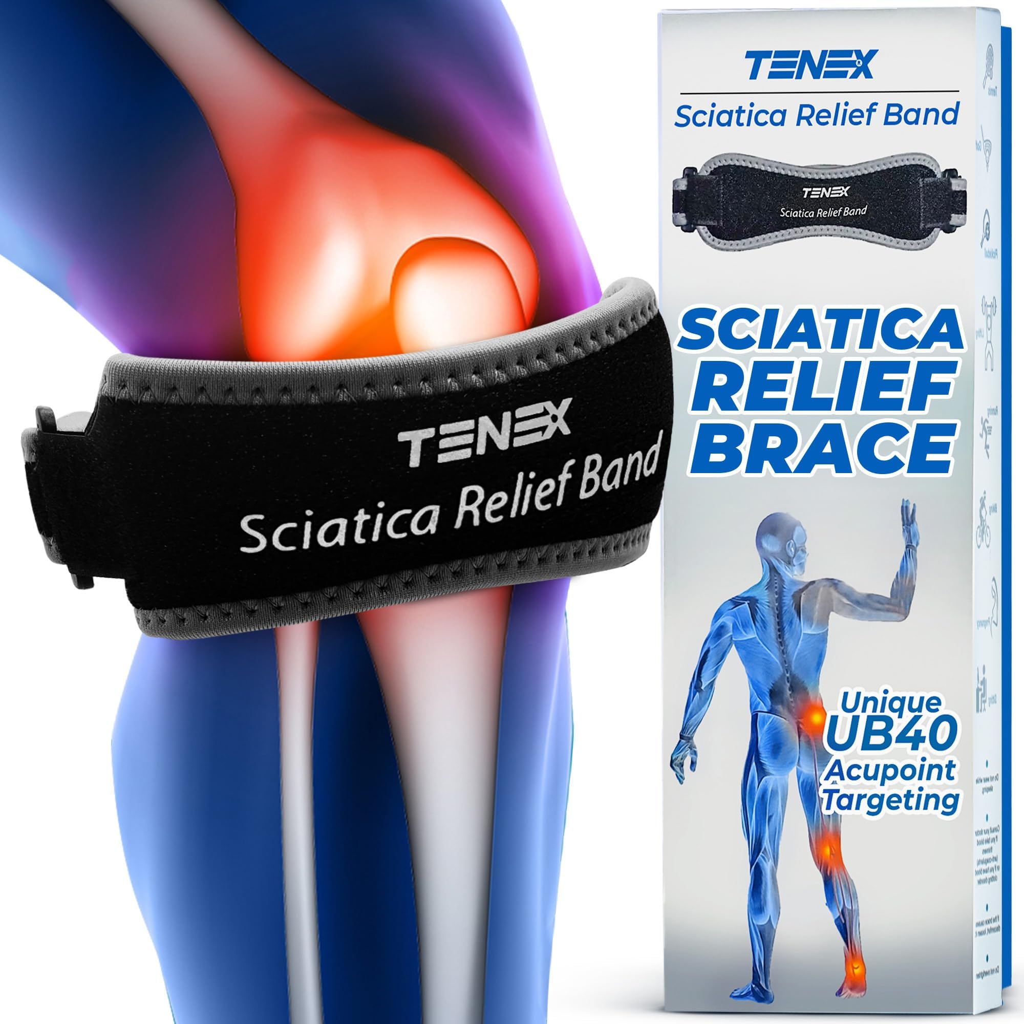 Tenex Sciatica Relief Brace, Non-Slip, Single Band for Sciatic Nerve Pain Rel...