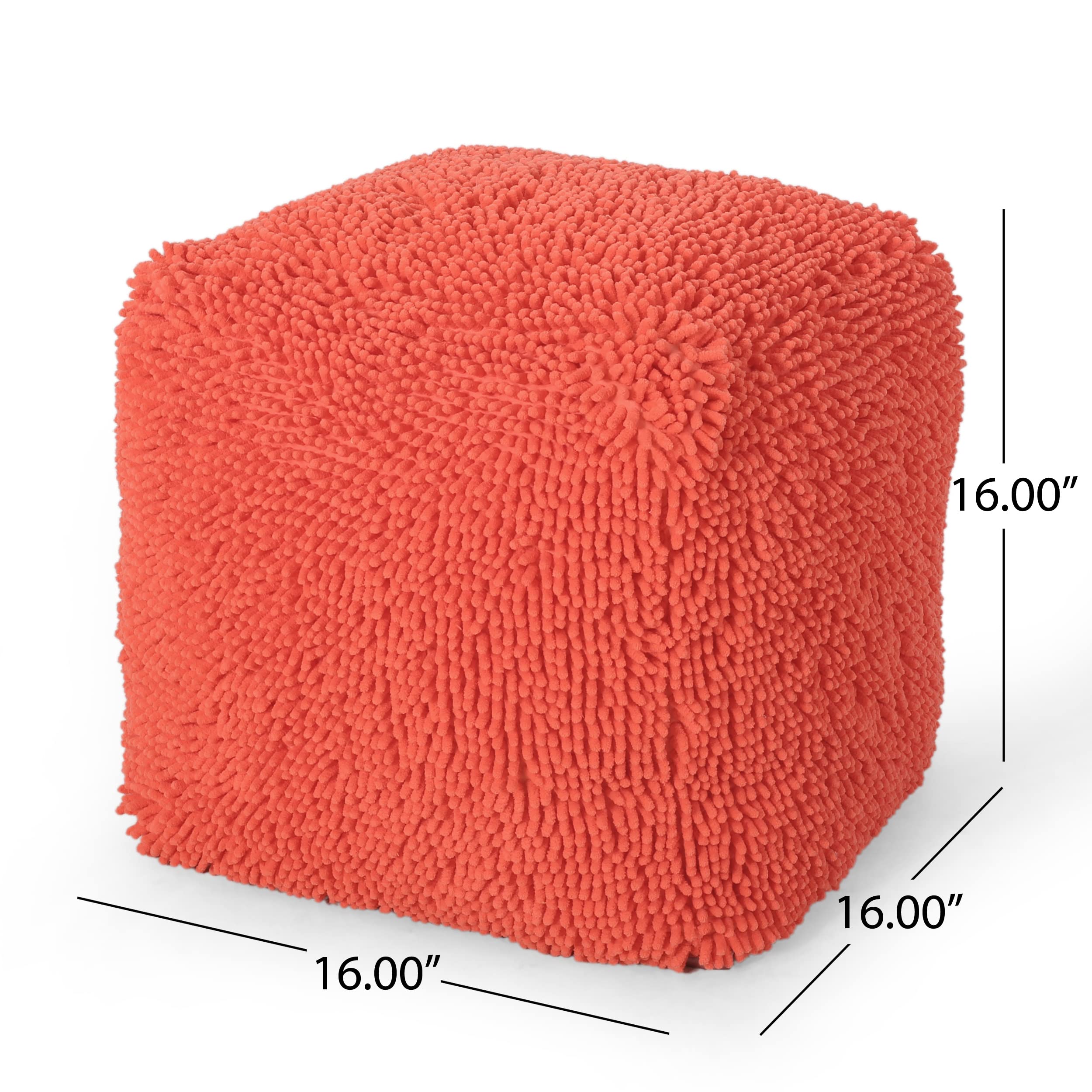 TREATLIFE HOME Square Pouf Lightweight Multifunctional Floor Cushion, Stylish Decorative Accessory, Coral Color