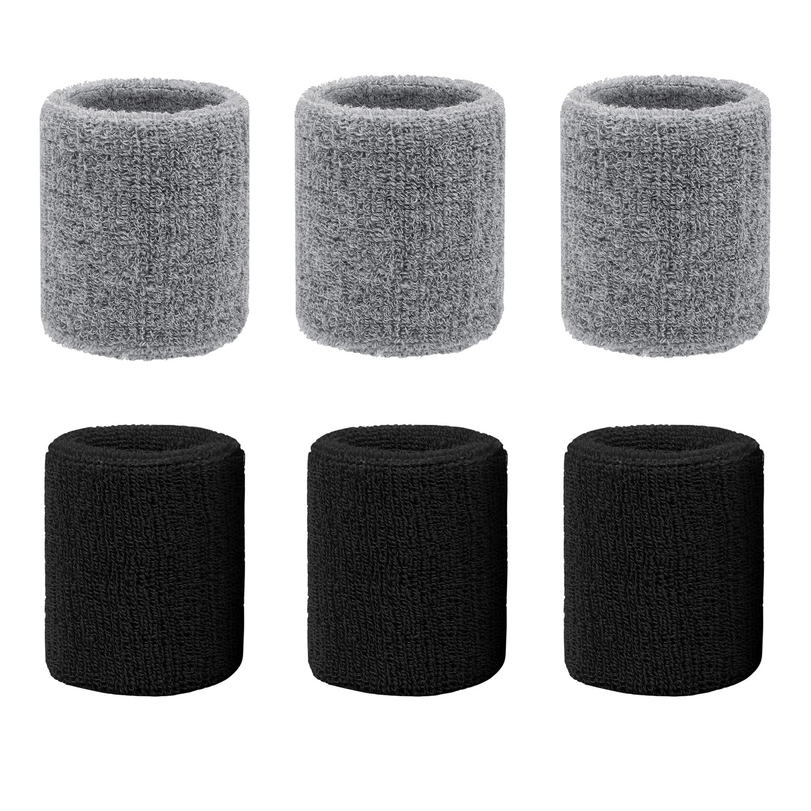 6PCS Absorbent Sweatband Sport Wrist Sweatband Elastic Cotton Sports Wristband for Women Men Kid Gym Basketball Tennis
