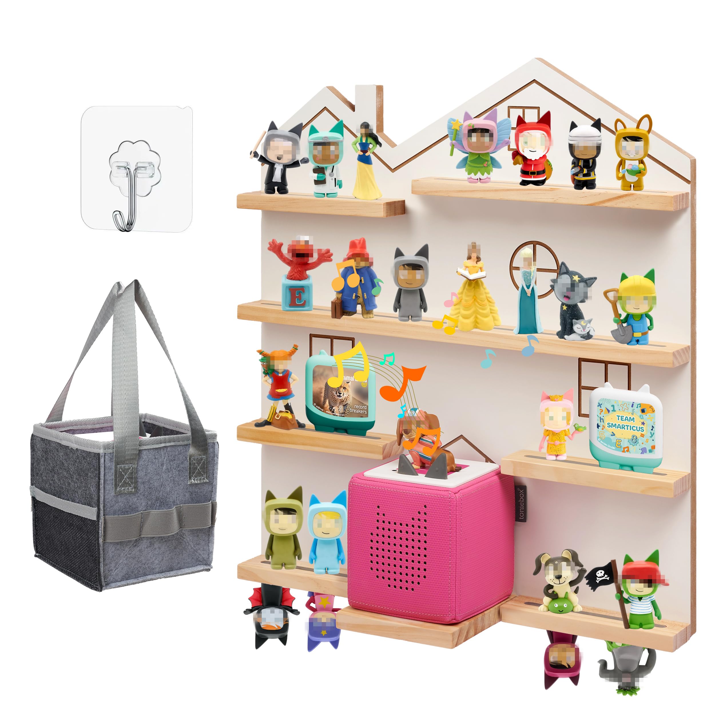 Gieanoo Large House Tonie Shelf for Toniebox 2/1, White Tonie Shelf Storage