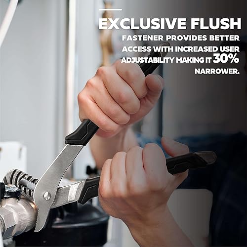 Miniatura 5 de Olympia Tools Alicates de lengüeta y ranura de 12 pulgadas, alicates de mandíbula recta con agarre acolchado, 7 posiciones de mandíbula, capacidad