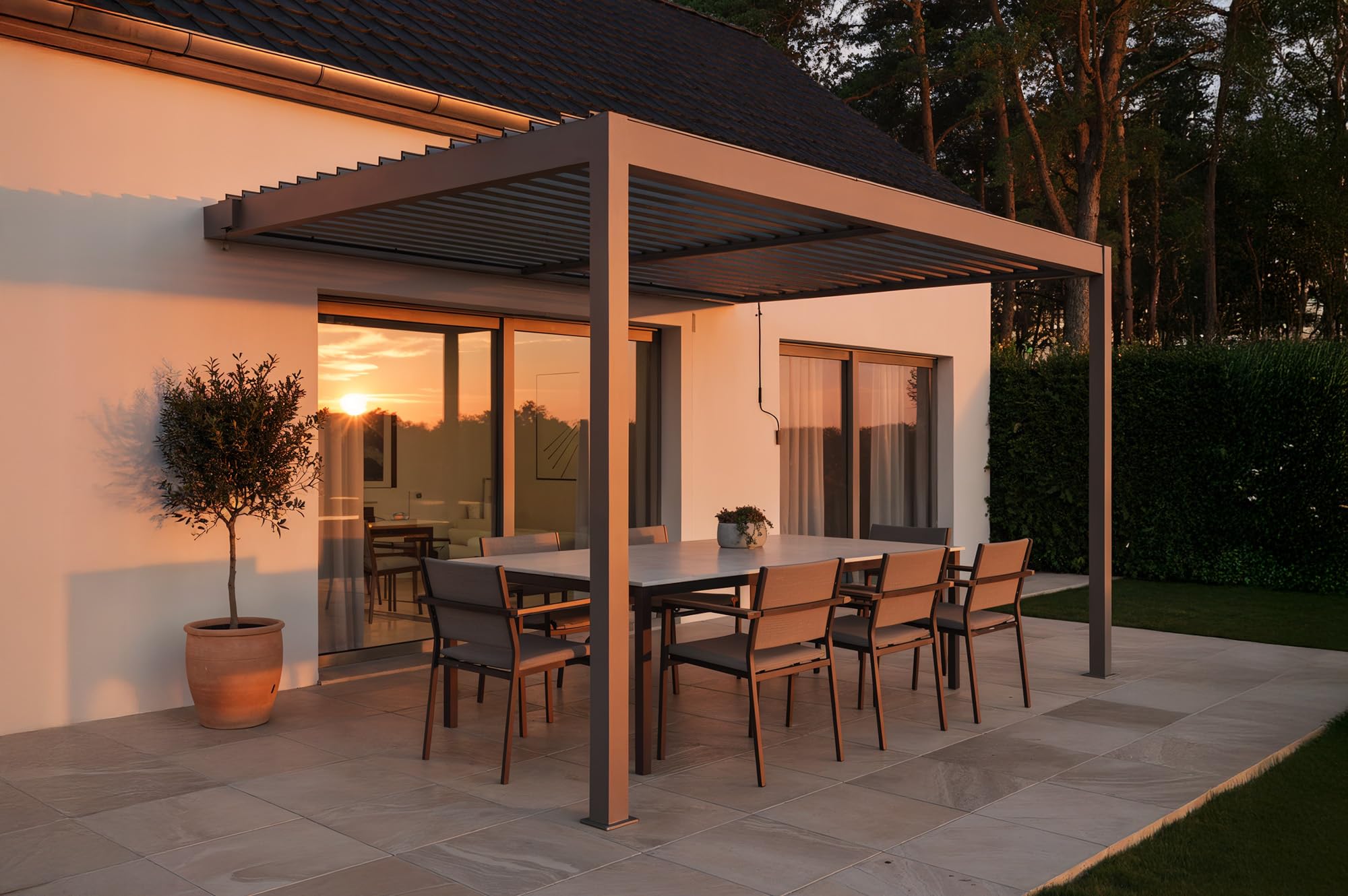 Cazeboo Pergola bioklimatyczna oparta 4x3m Piana Aluminium Taupe