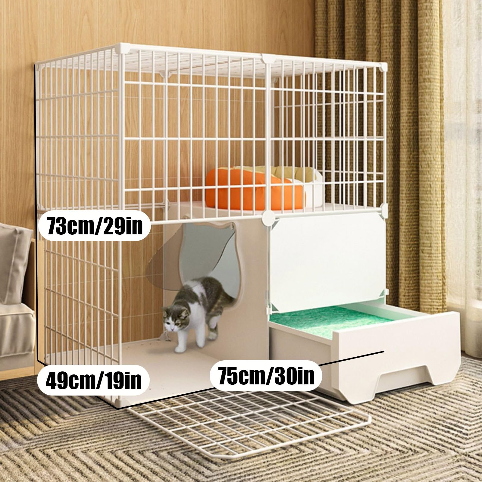 Jaula grande para gatos, jaula plegable de metal, jaula para mascotas, jaula para gatos de interior con caja de arena, con hamaca para gatos, cama para gatos, escalera para gatos, caja de arena para
