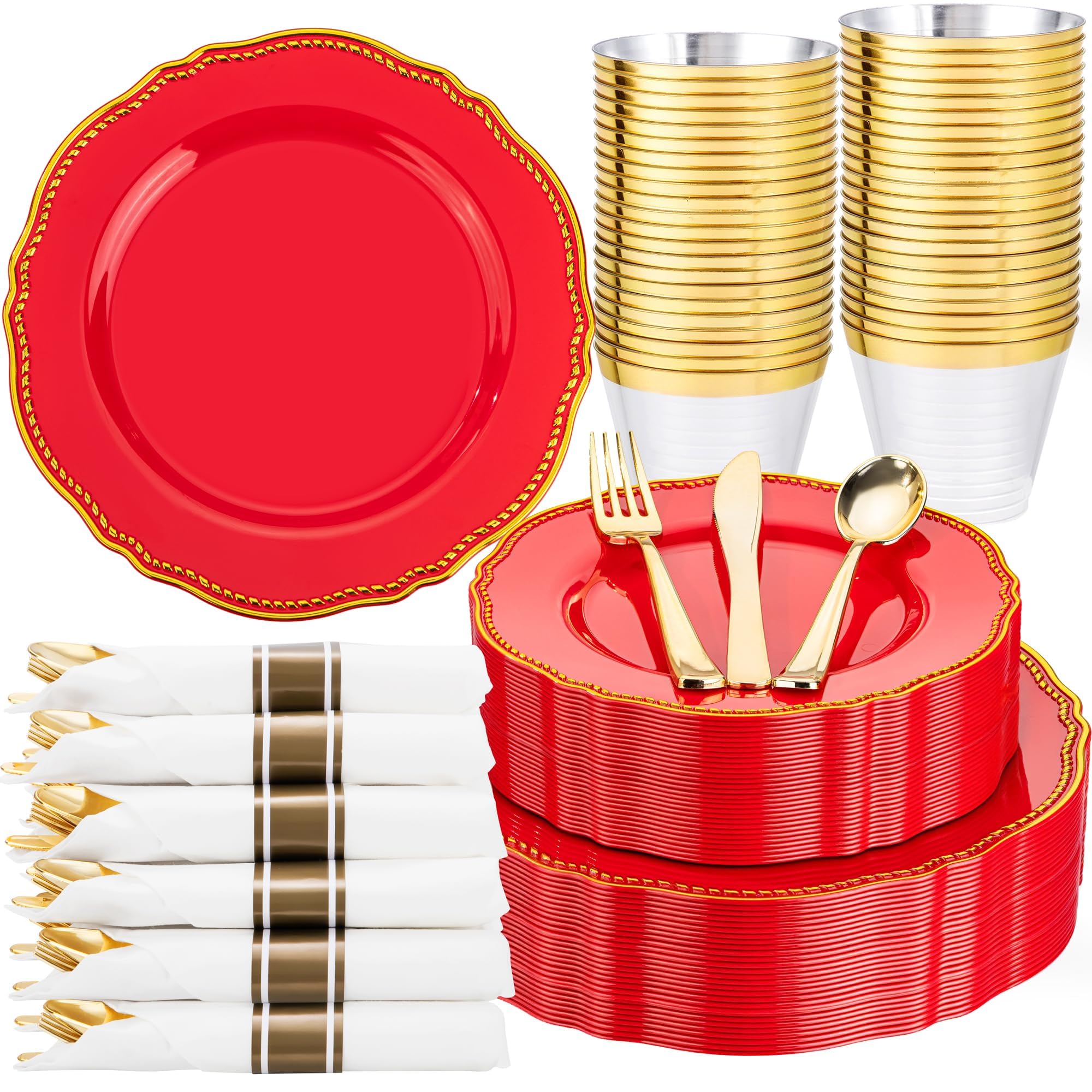 Ivory Gold Plates for Weddings & Parties -21