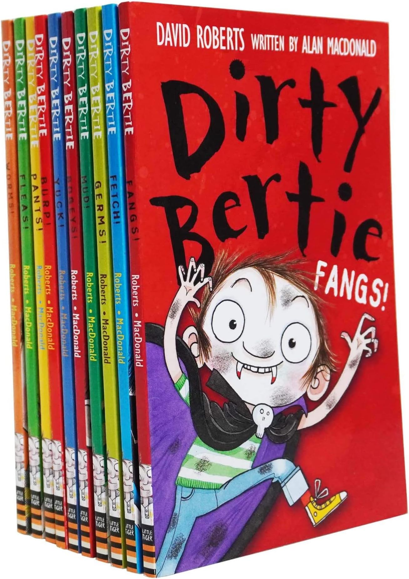 Dirty Bertie - Series 1 - David Roberts 10 Books Collection Set (Fangs, Fetch, Germs, Mud, Bogeys, Yuck, Burp, Pants, Fleas, Worms)