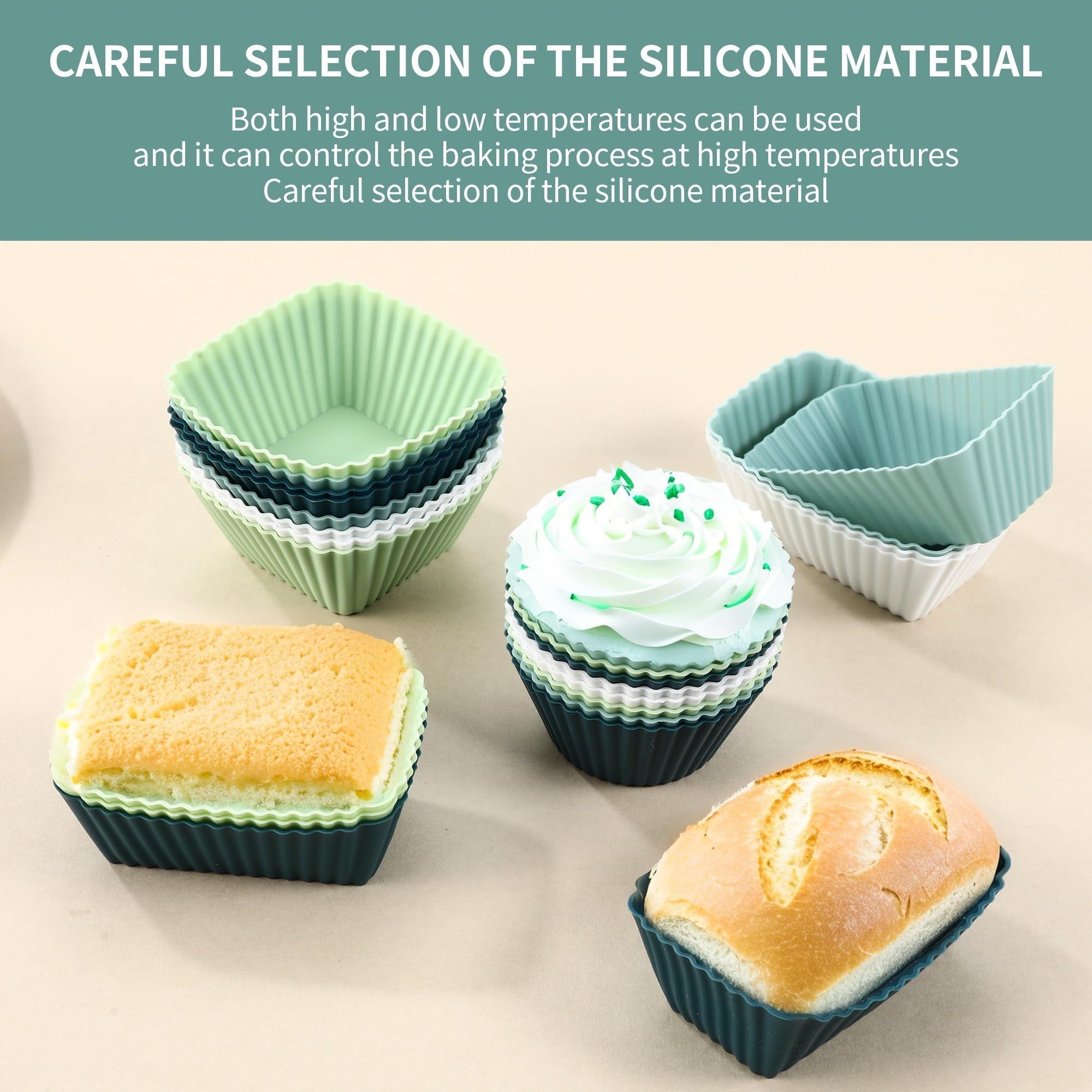 Lot De 24 Moules à Muffins En Silicone S Sans BPA-Rectangle