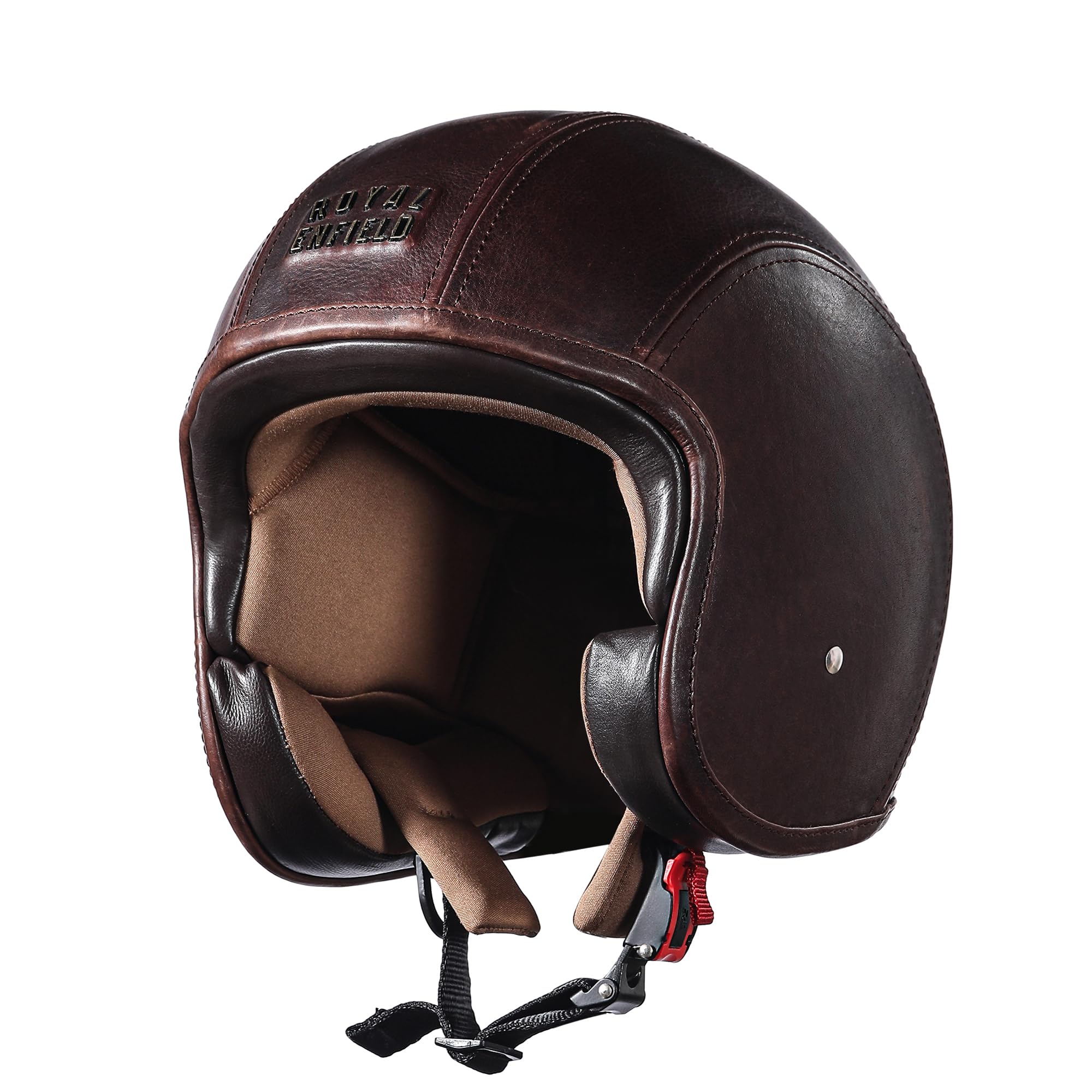 Casque Moto Vintage Ouvert Granado Pour Royal Enfield – Cuir Marron, Taille L 600mm, Neuf