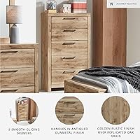 Vista 4 de Signature Design by Ashley Hyanna - Cómoda rústica de 5 cajones, rústica Marrón claro