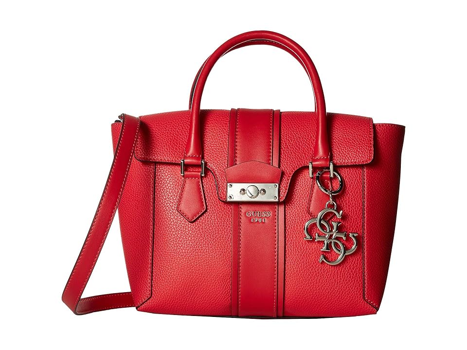 

GUESS La Hip Flap Satchel (Red) Handbags