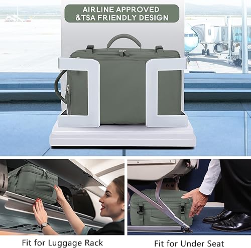 Miniatura 5 de Mochila de viaje aprobada por aerolíneas para hombres y mujeres, bolsa de artículos personales para senderismo universitario y negocios, Verde