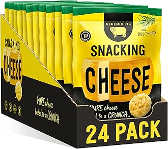 SERIOUS PIG - Crunchy Snacking Cheese Snacks, Keto Friendly, High Protein, Low Carb, Gluten Free, Vegetarian, Pub Snacks, Made from 100% Real Italian Cheese (Rosemary) (24 x 24g)