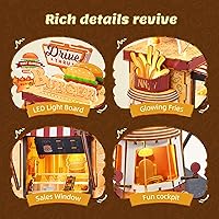 Vista 3 de Rompecabezas de Madera 3D Modelo de Camión de Hamburguesas - Kit de Manualidades DIY de Vehículo de Casa de Muñecas de Camión de Comida en Miniatura