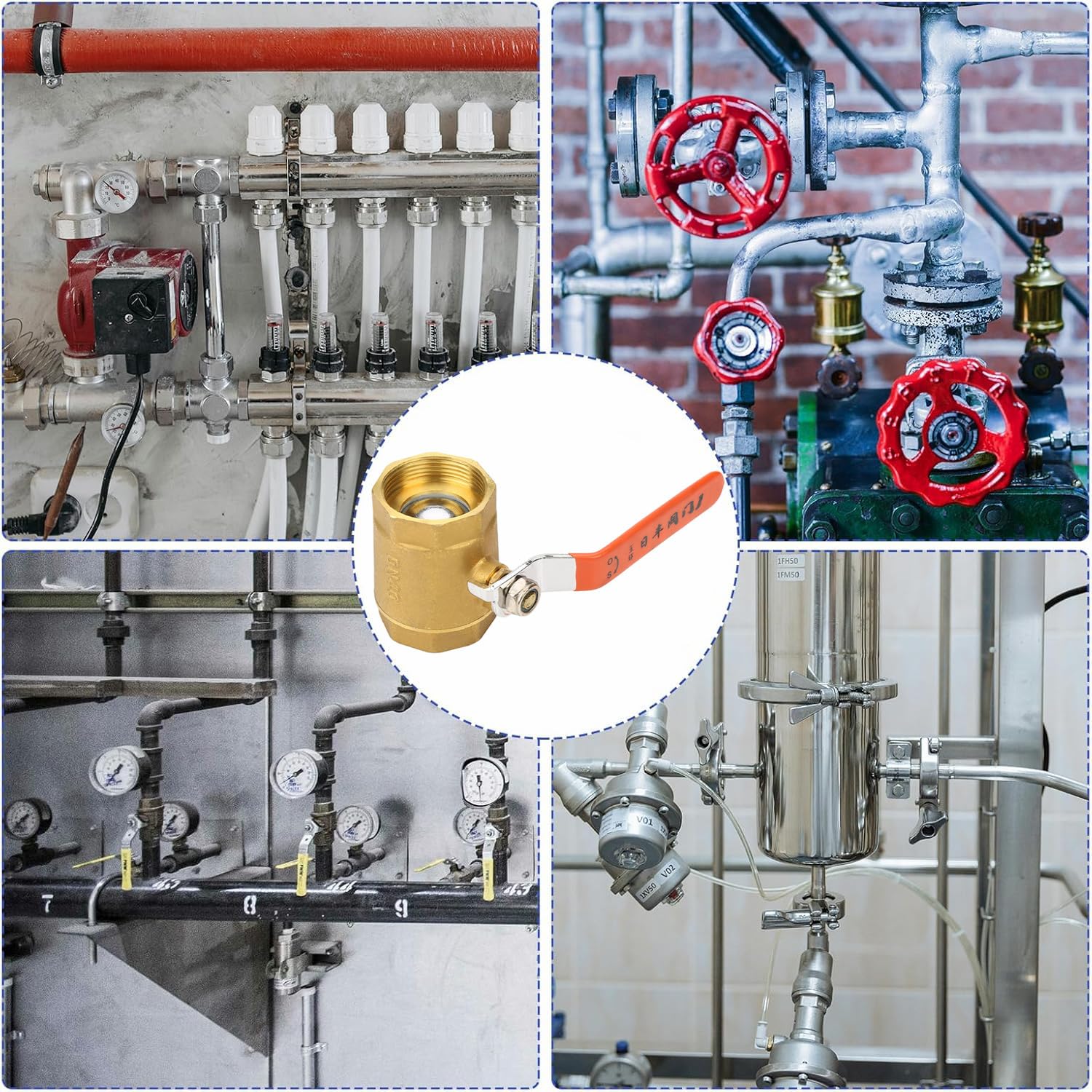 Valvola a Sfera in Ottone DN40 1 1/2 Pollici, Chiusura Valvole a Sfera con Filettatura Femmina Valvole Aria Acqua 1,6 MPa