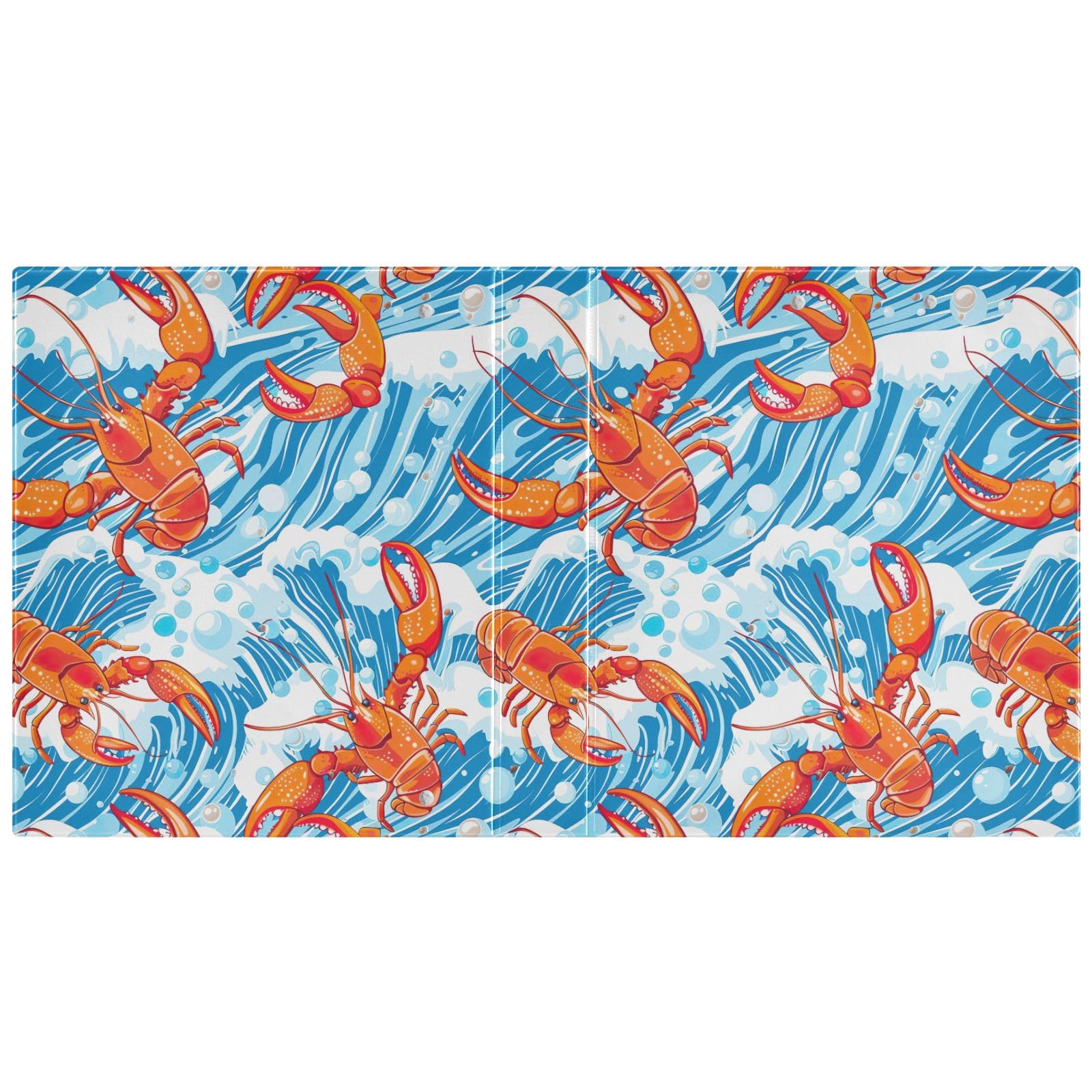 Ringbuch mit 3 Ringen, 3,8 cm, Orange, Hummer, Blau, Meereswellen, runder Ringordner mit 3 Innentaschen, einfacher Ordner-Organizer für Schule, Bürobedarf, 2 Stück