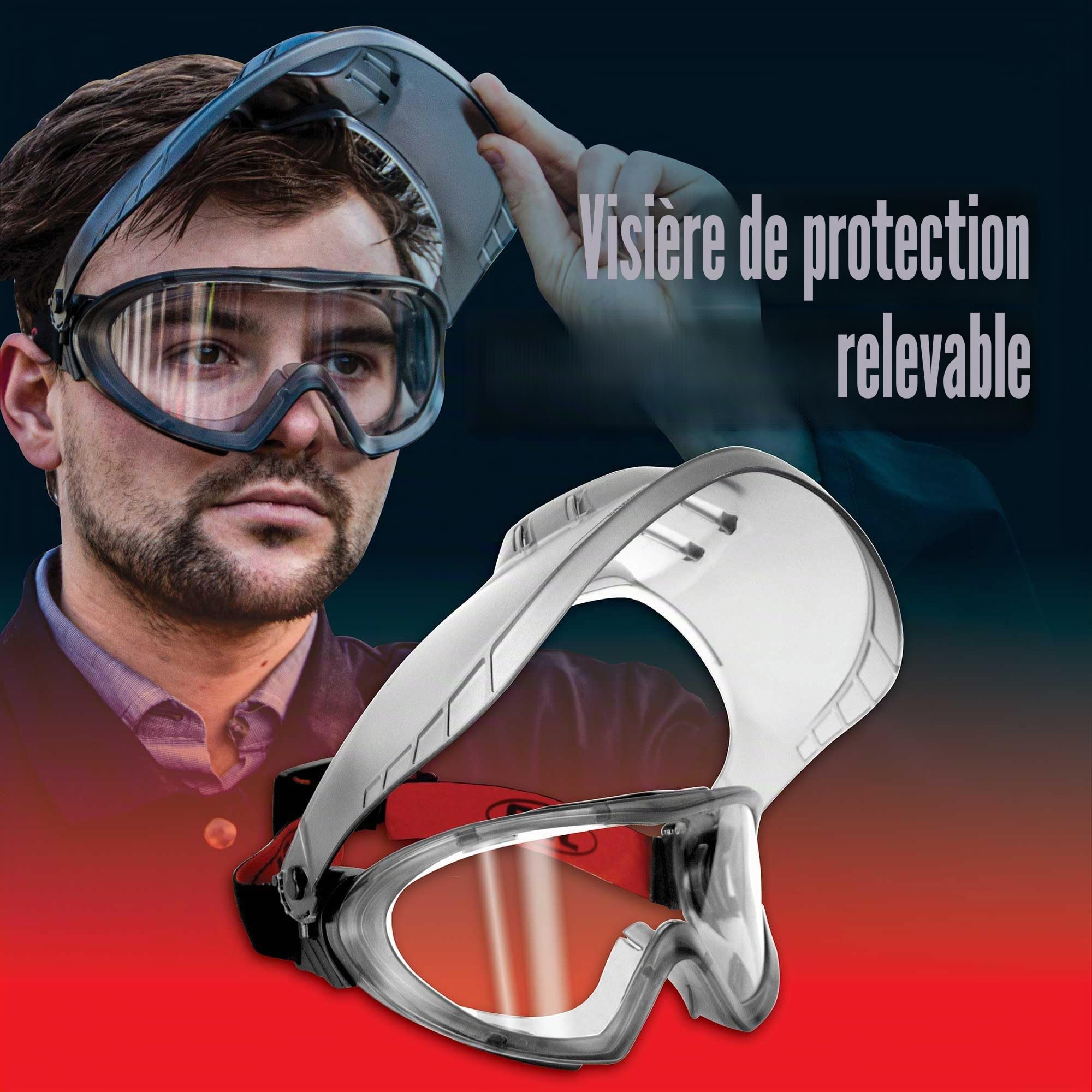 JSP STEALTH 9200 Lunettes de Sécurité avec Écran Facial - Anti-Buée Classe N - Protection Oculaire - Écran Mobile - Bandeau Réglable pour Bricolage, Découpe, Industrie et Laboratoire - EN 166 & EN 170