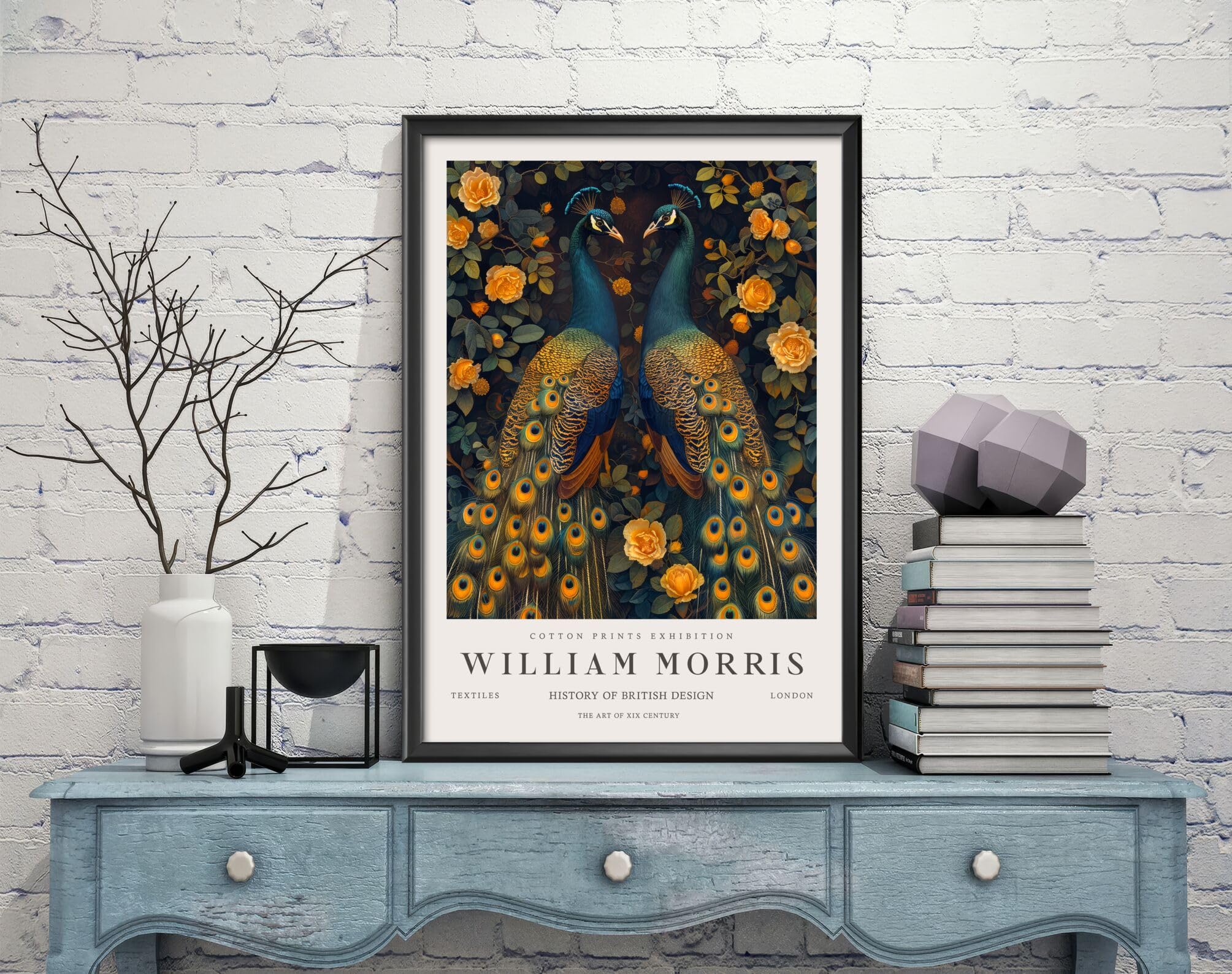 William Morris Peacock, Bird Print, William Morris Exhibition Print, William Morris Poster, Vintage Wall Art, Textiles Art, Vintage Poster (360c) A3