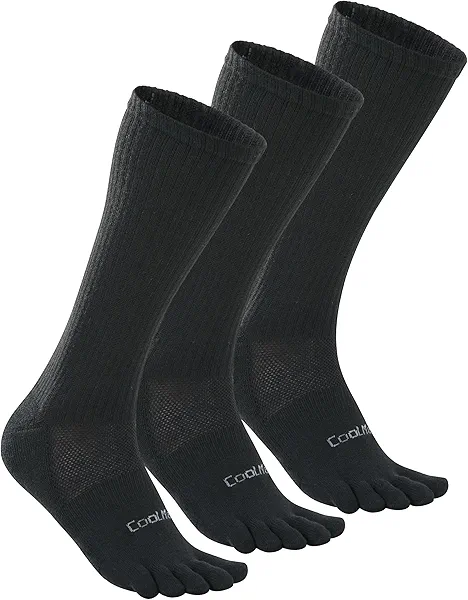 TikMox Calf Toe Socks, Five Finger Crew Running Socks, Cool-Max Moisture