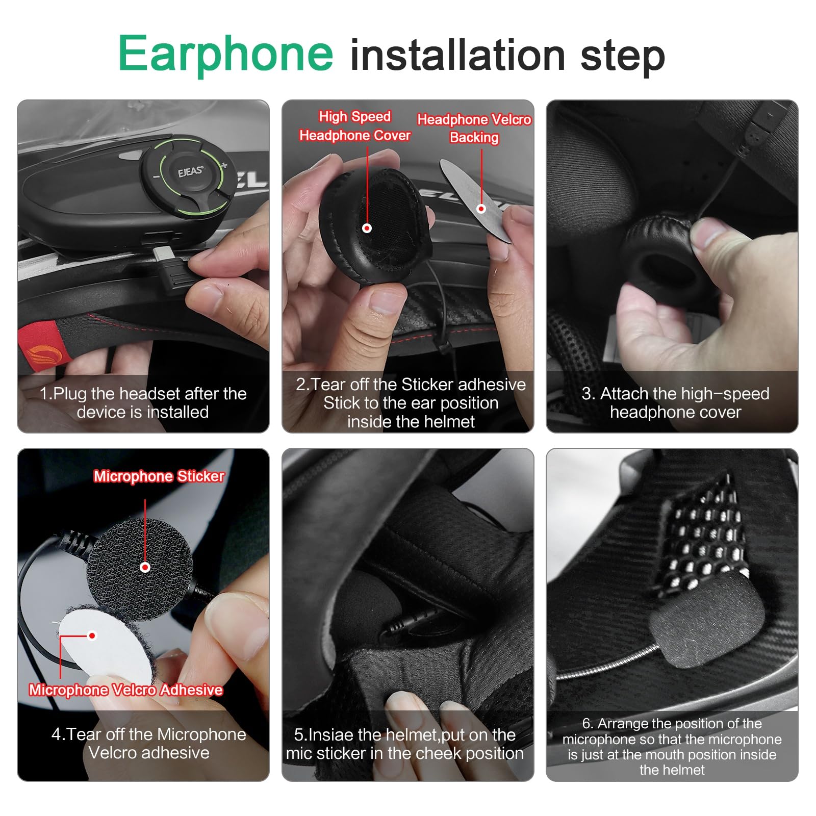 SolaMr Q8 BT5.1 Motocicleta Casco Auricular Sistema de Comunicación para hasta 6 Motos con 1000m de Alcance con Música Compartida, Soporta SafeRiding App, Radio FM, Reproductor MP3 (2 Pack)