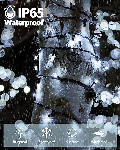 Miniatura 4 de Paquete de 2 guirnaldas de luces blancas, 200 luces LED de 72 pies (21.94m) cada una, guirnaldas de luces solares para exteriores, superbrillantes,