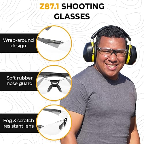 Miniatura 3 de TradeSmart Orejeras de alto rendimiento para lentes de protección ocular para campo de tiro y tiro + curso de confianza en armas de fuego