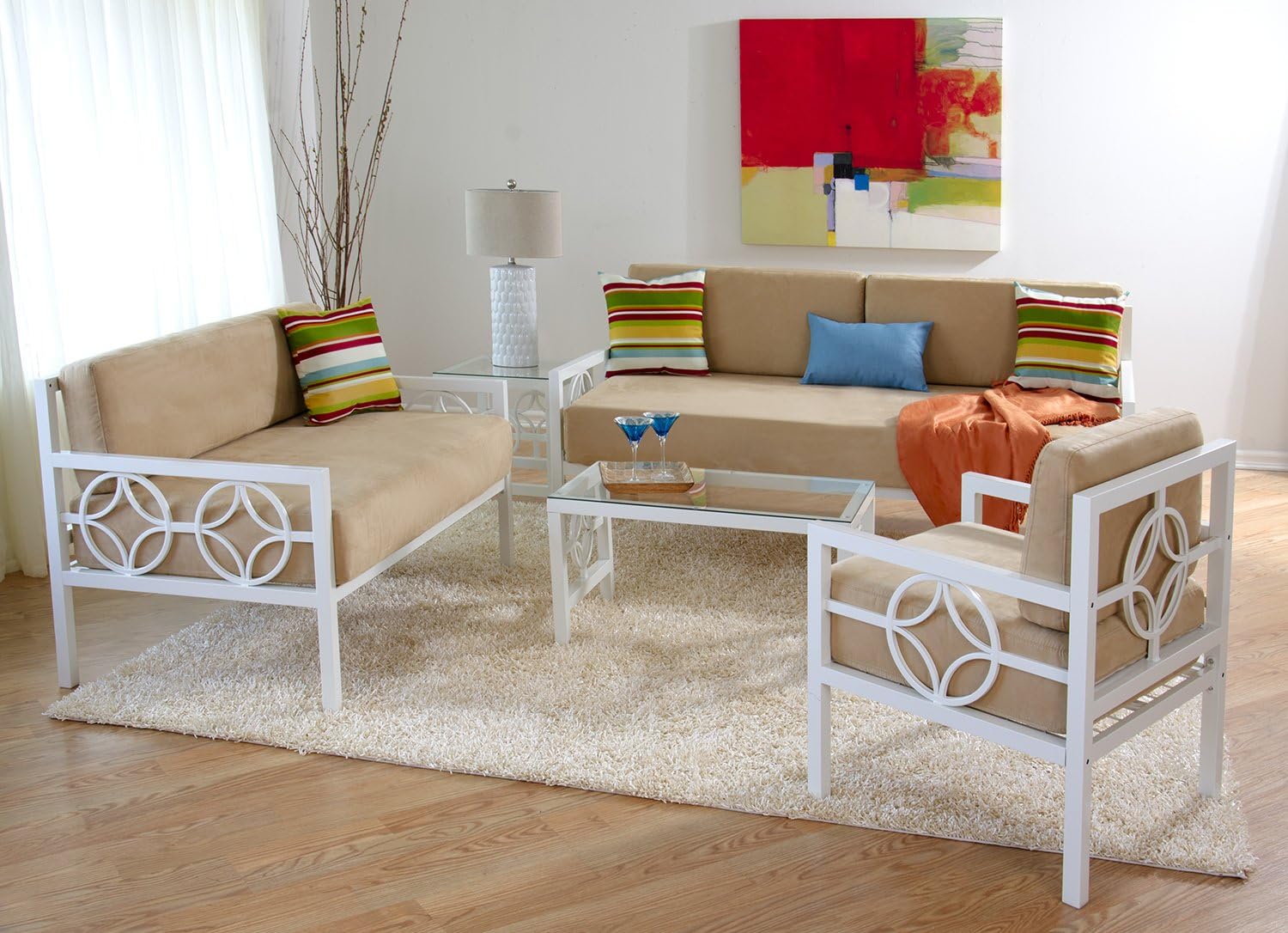 33-inch Sofa-Depth Modern Metal Medallion Style Daybed (Day Bed)- Available in White, Brown, Red or Green Finish
