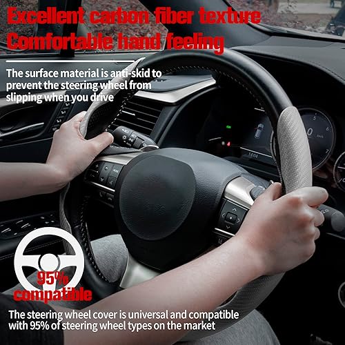 Miniatura 60 de Amiss 3 fundas antideslizantes de fibra de carbono para volante, diseño de mariposa segmentada, protector universal para el 99% de la rueda del Rojo