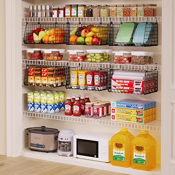 Jsskeeim 3 Pack Under Bottom Shelf Hanging Baskets for Pantry