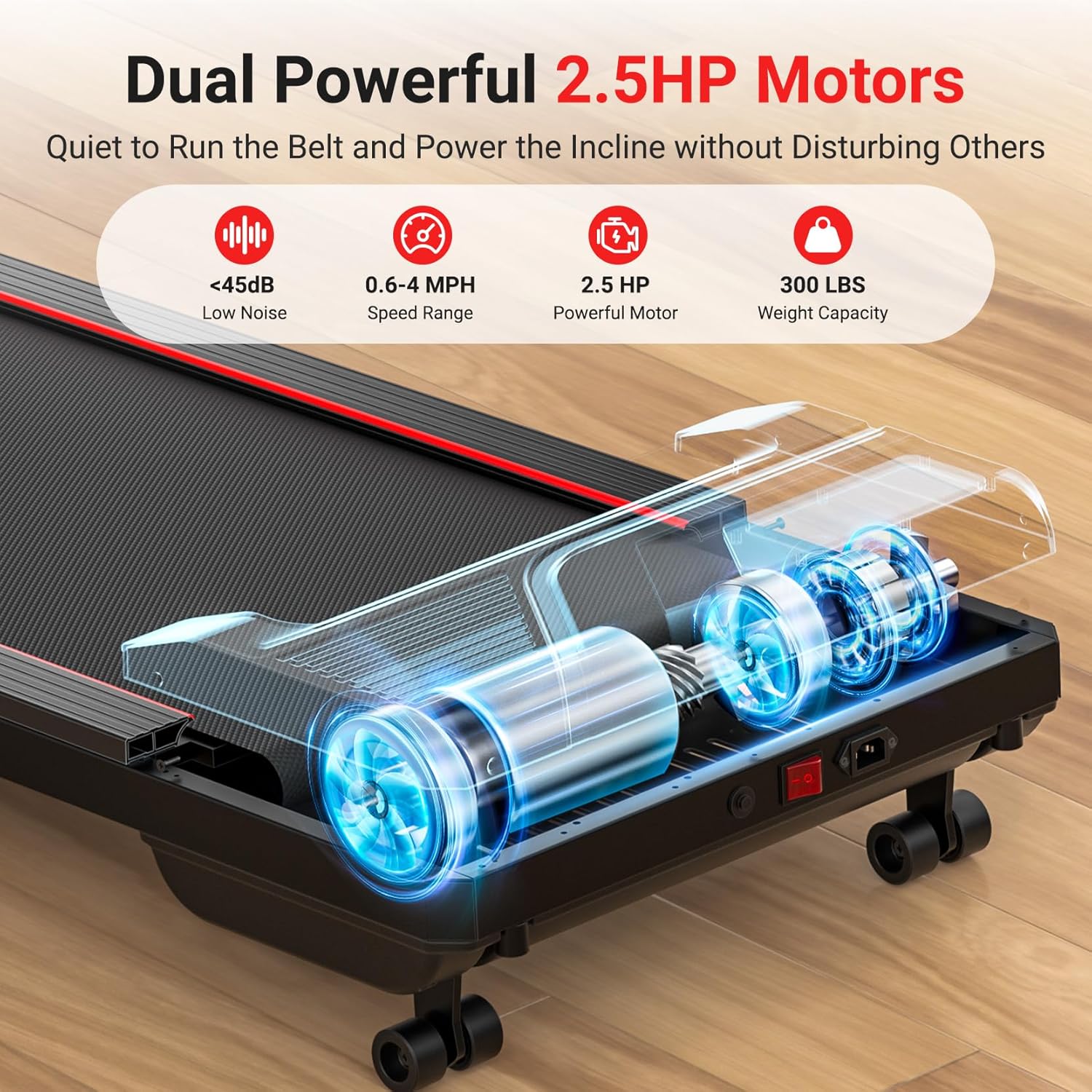 THERUN Walking Pad Treadmill with 6% Auto Incline, 2.5 HP Under Desk Treadmill for Home Office with Remote Control, 300 lbs Weight Capacity, LED Display, Wide Belt