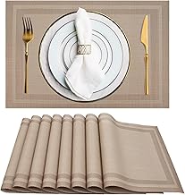 Dining Table Mats 6 Pieces, Washable| Heat and Stain Resistant, Indoor| Outdoor Placemats, PVC Table Placemats, Brown | 6 PCS